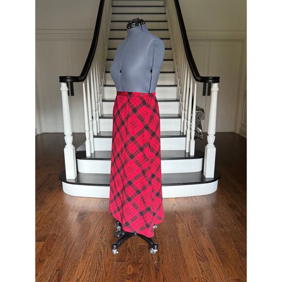 Coldwater Creek Maxi Red Plaid Tartan Skirt Christmas Holiday Party Winter 90s - Picture 6 of 12